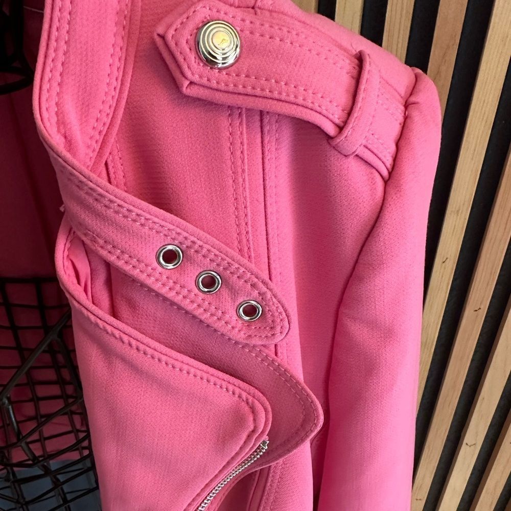 White House Black Market Pink Moto Utility Jacket - Picture 3 of 6